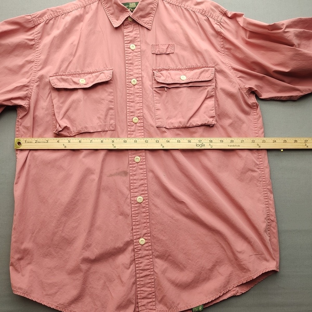Orvis Mens Coral Button Up Shirt Long Sleeve With Stain Size Medium - Picture 12 of 16